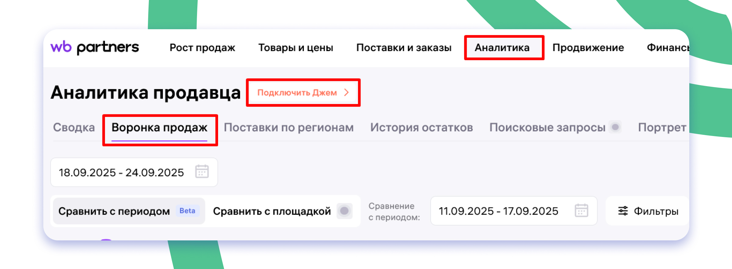 Воронка продаж в кабинете селлера