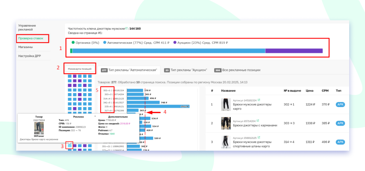 Инструмент проверка ставок Sellego
